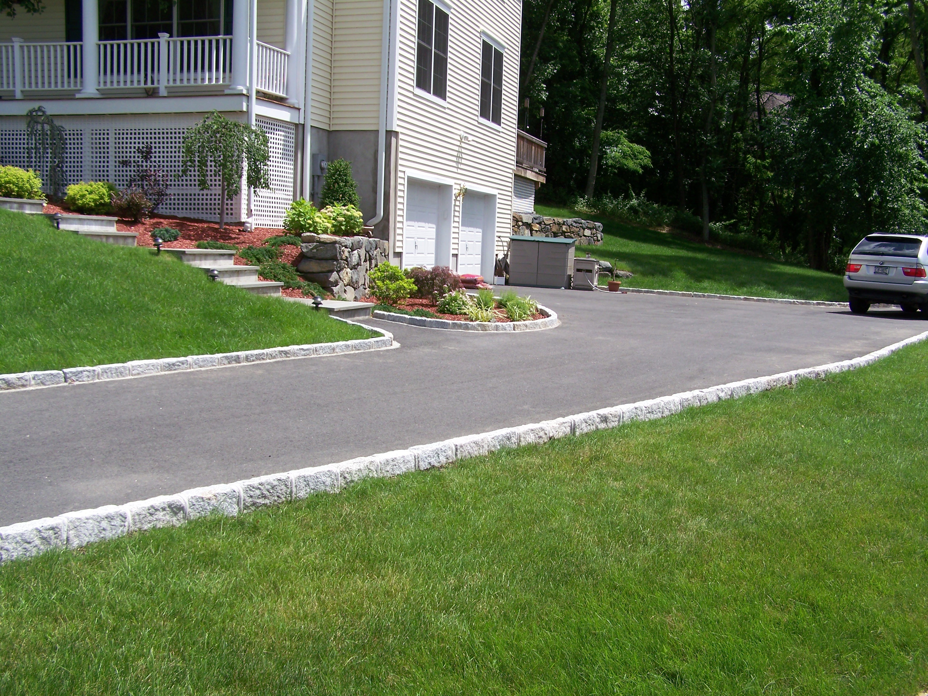 Driveway edged in block